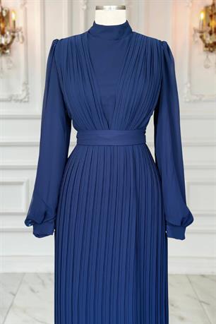 Alina Piliseli Tesettür Abiye Lacivert