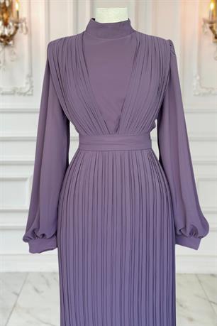 Alina Piliseli Tesettür Abiye Lavanta