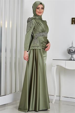 Alina Tesettür Abiye Haki