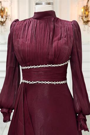 Alize Tesettür Abiye Bordo