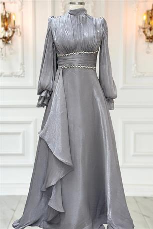 Alize Tesettür Abiye Gri