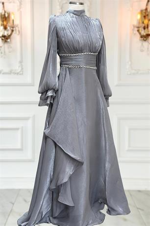 Alize Tesettür Abiye Gri