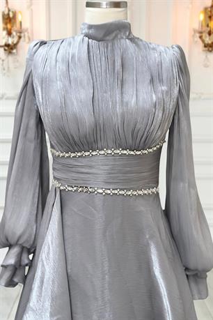 Alize Tesettür Abiye Gri