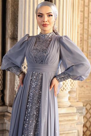 Alya Tesettür Abiye Antrasit