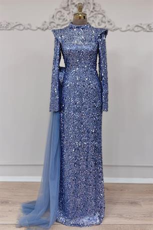 Alya Tesettür Abiye İndigo