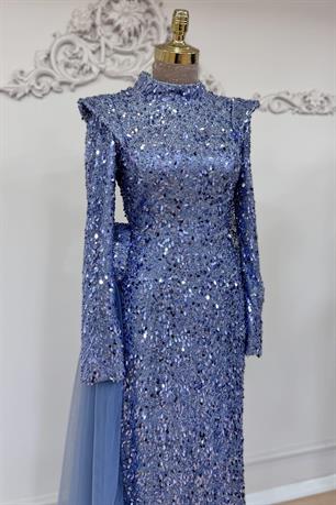 Alya Tesettür Abiye İndigo