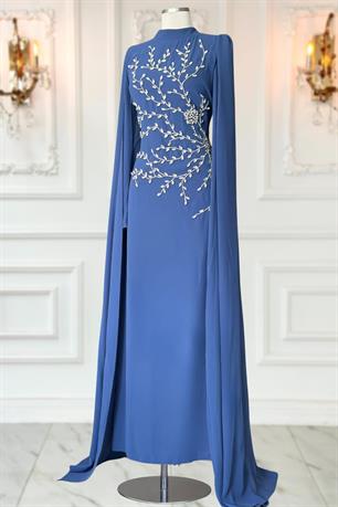 Alya Tesettür Abiye İndigo