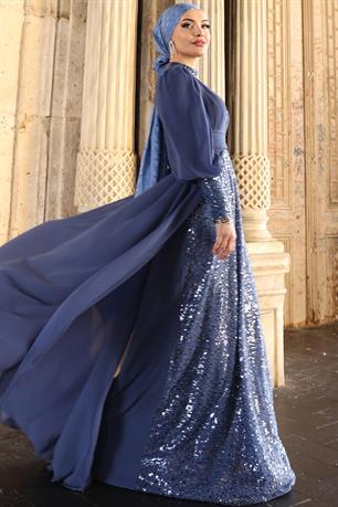 Alya Tesettür Abiye İndigo