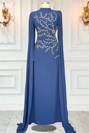 Alya Tesettür Abiye İndigo