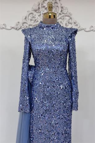 Alya Tesettür Abiye İndigo