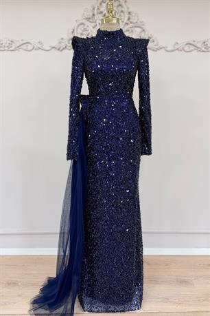 Alya Tesettür Abiye Lacivert