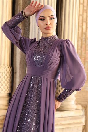 Alya Tesettür Abiye Lavanta