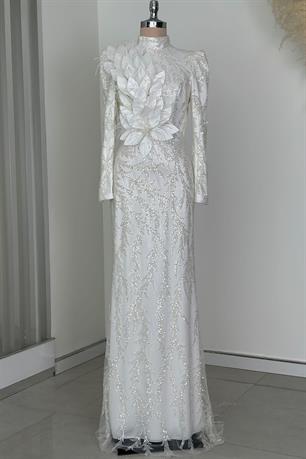 Amara Tesettür Abiye Beyaz