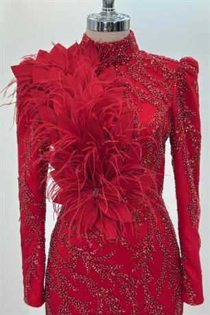 Amara Tesettür Abiye Kırmızı