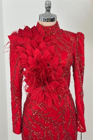 Amara Tesettür Abiye Kırmızı