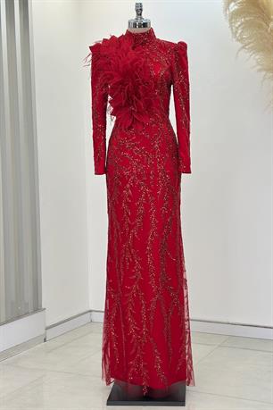 Amara Tesettür Abiye Kırmızı