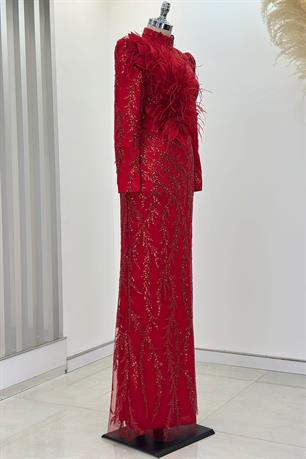 Amara Tesettür Abiye Kırmızı