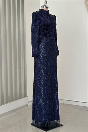 Amara Tesettür Abiye Lacivert