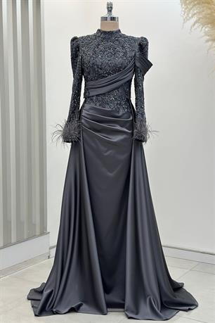 Anabel Tesettür Abiye Antrasit