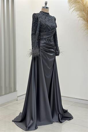 Anabel Tesettür Abiye Antrasit