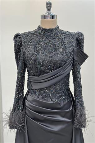 Anabel Tesettür Abiye Antrasit