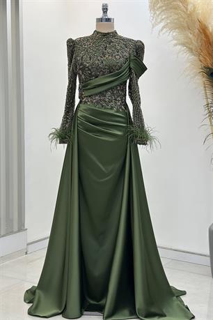 Anabel Tesettür Abiye Haki