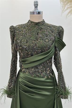 Anabel Tesettür Abiye Haki