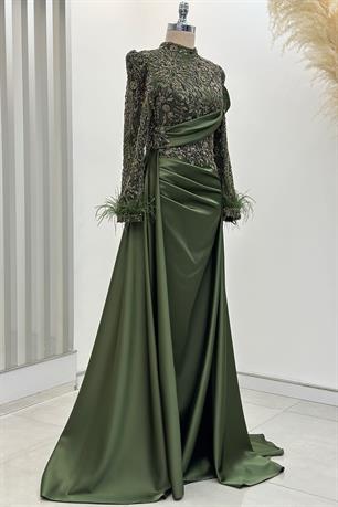 Anabel Tesettür Abiye Haki