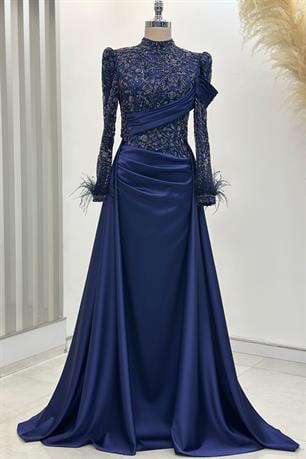 Anabel Tesettür Abiye Lacivert