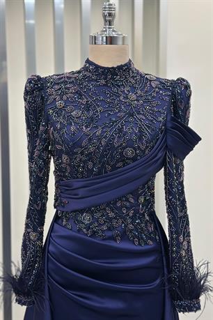 Anabel Tesettür Abiye Lacivert