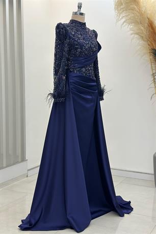 Anabel Tesettür Abiye Lacivert