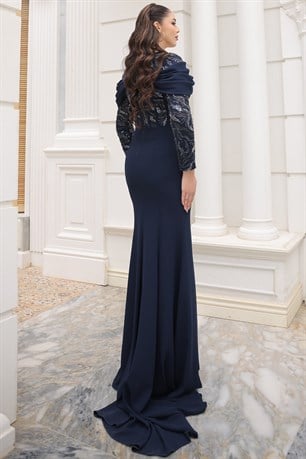 Angel Tesettür Abiye Lacivert