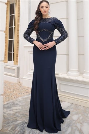 Angel Tesettür Abiye Lacivert