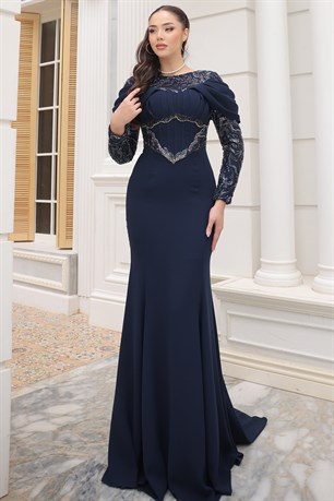 Angel Tesettür Abiye Lacivert