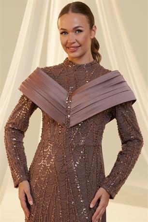 Anka Tesettür Abiye Kahve