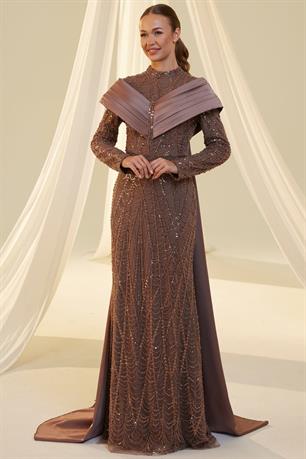 Anka Tesettür Abiye Kahve