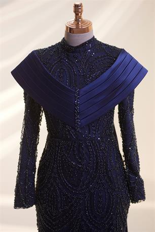 Anka Tesettür Abiye Lacivert