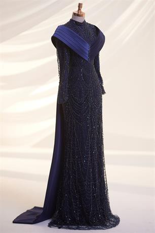 Anka Tesettür Abiye Lacivert