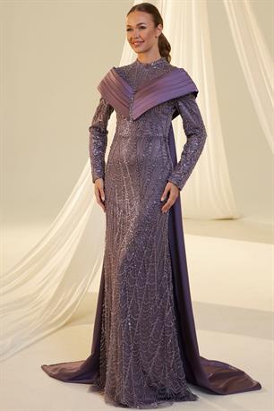 Anka Tesettür Abiye Lila