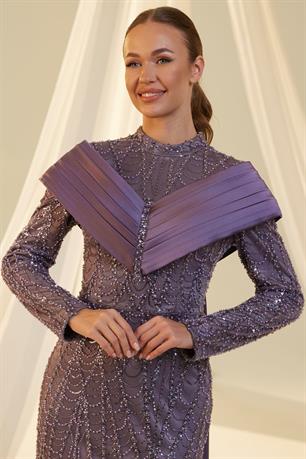 Anka Tesettür Abiye Lila