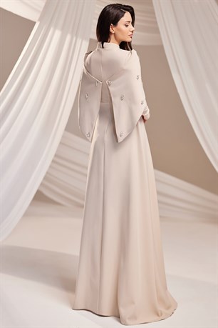 Aria Tesettür Abiye Bej