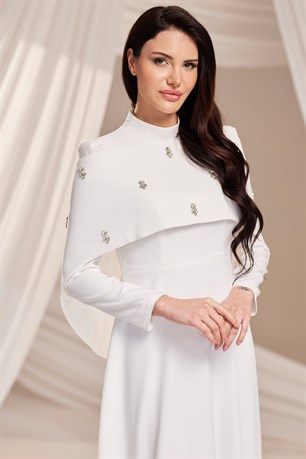 Aria Tesettür Abiye Beyaz