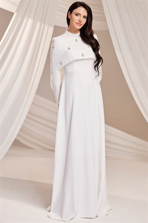 Aria Tesettür Abiye Beyaz