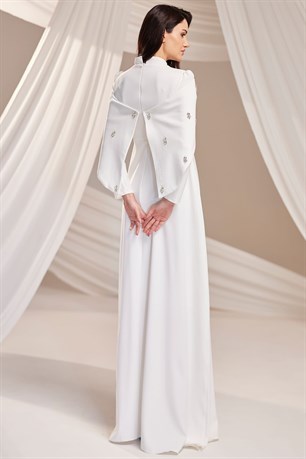 Aria Tesettür Abiye Beyaz