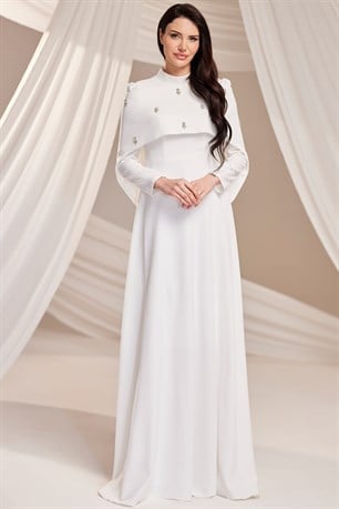 Aria Tesettür Abiye Beyaz