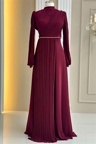 Arin Tesettür Abiye Bordo