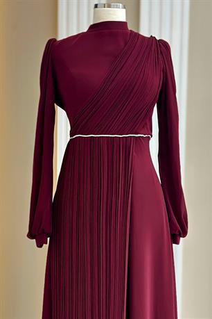 Arin Tesettür Abiye Bordo