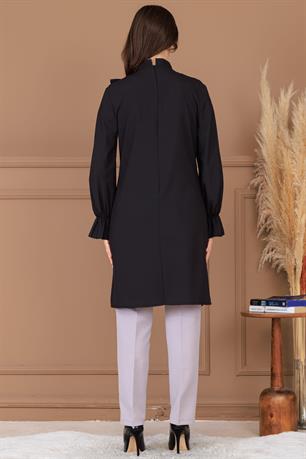 Asel Tunik Pantolon İkili Tesettür Takım Siyah