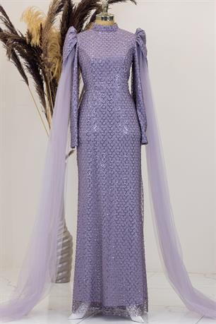 Asil Tesettür Abiye Lila