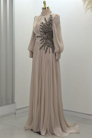 Astoria Tesettür Abiye Bej